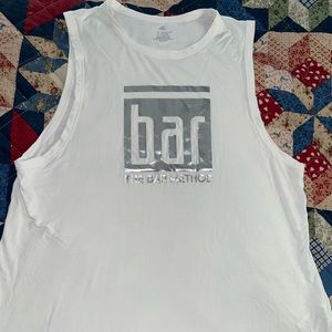 The Bar Method silver foil logo tank by Boody size L Large EUC